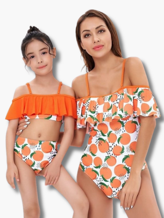Orange Mommy and Me Swimsuits