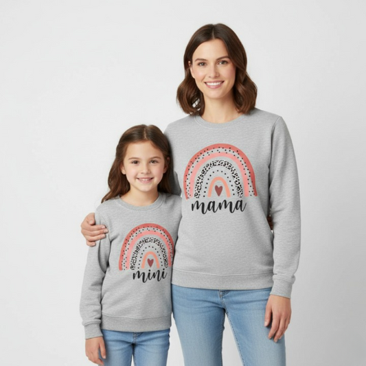 Rainbow Sweaters for Mother and Daughter