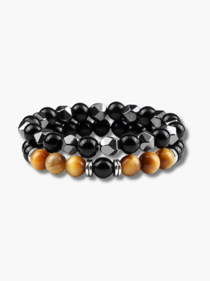 Tiger Eye Pearl Couple Bracelet
