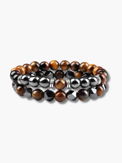 Tiger Eye Pearl Couple Bracelet