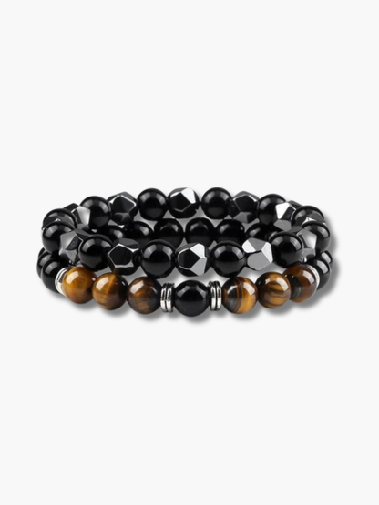 Tiger Eye Pearl Couple Bracelet