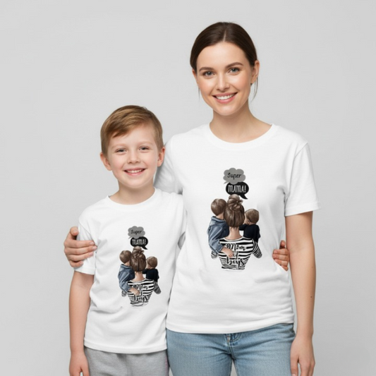 White Mommy and Me Matching Shirts