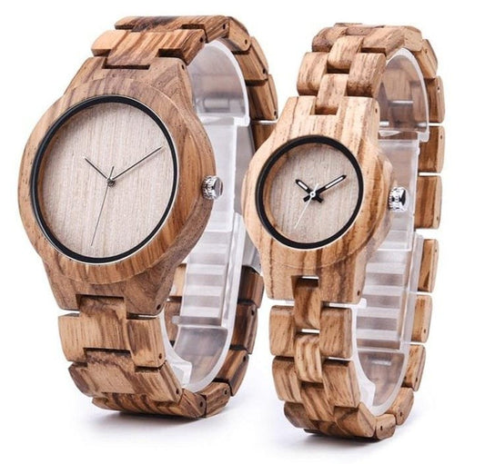 Bamboo Couple Watches Set