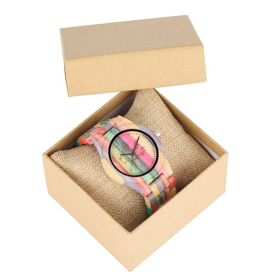 Colorful Bamboo Wood Couple Watch