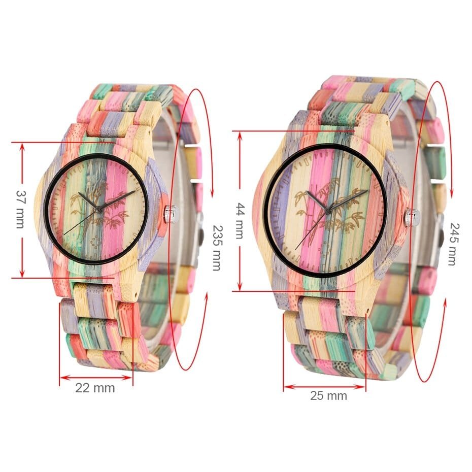 Colorful Bamboo Wood Couple Watch