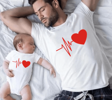 Dad and Son Heartbeat T-shirts