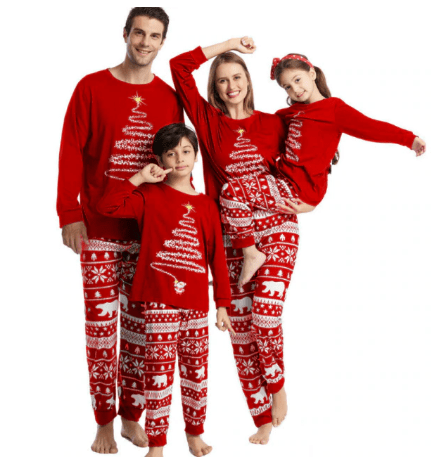 Family Red Pajamas Sets for Christmas