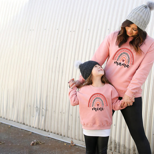Rainbow Sweaters for Mother and Daughter