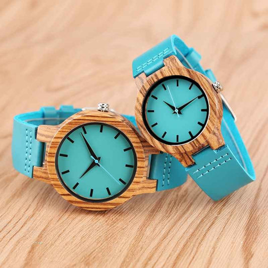 Leather Strap Blue Couple Watch