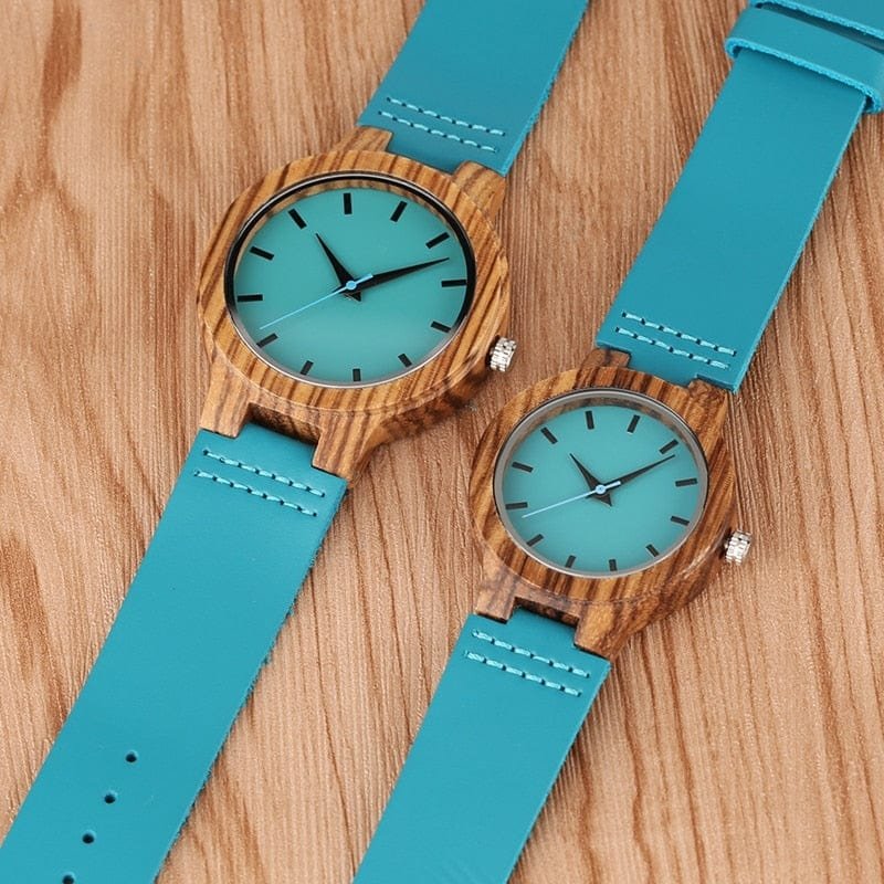 Leather Strap Blue Couple Watch