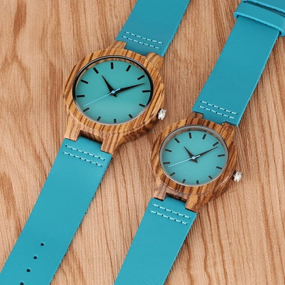 Leather Strap Blue Couple Watch