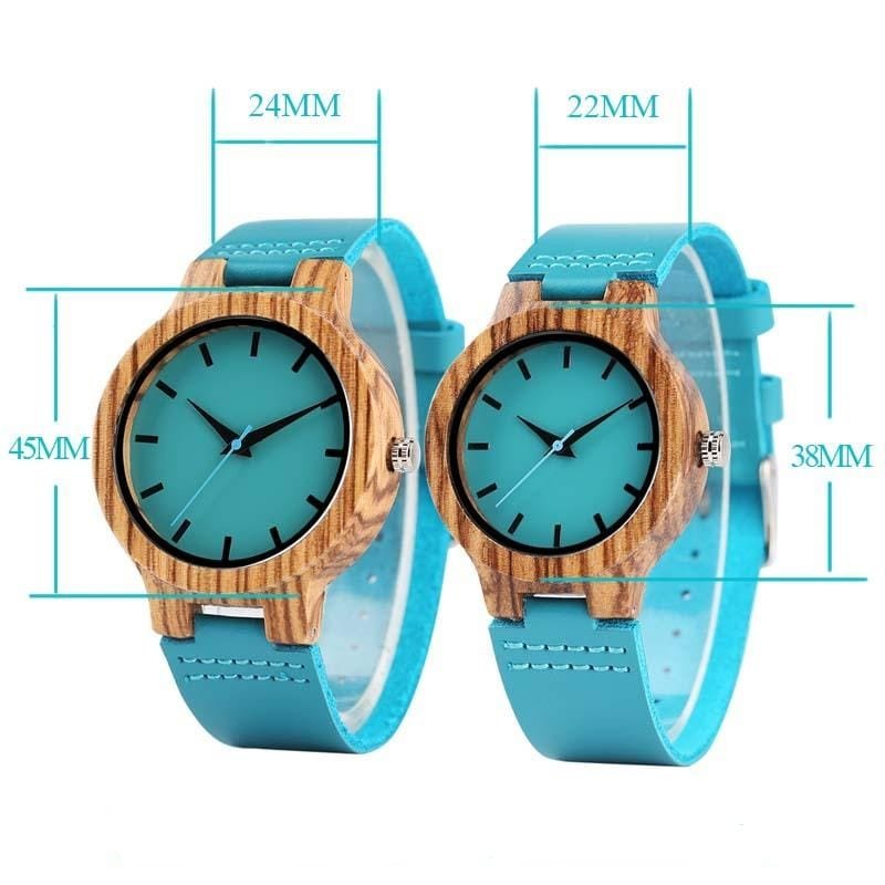 Leather Strap Blue Couple Watch