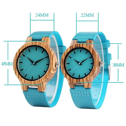 Leather Strap Blue Couple Watch