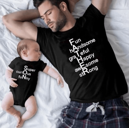 Matching Black T-shirts for Father and Son