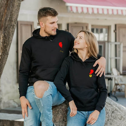 Matching Couple Heart Hoodies