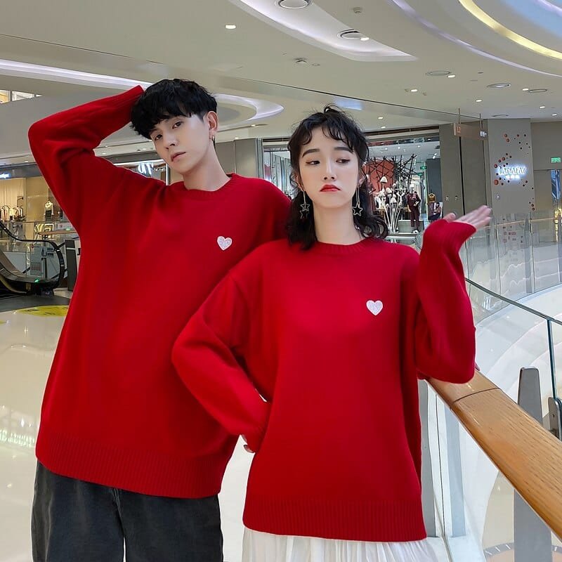 Matching Red Sweatshirts for Couples