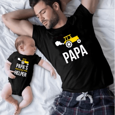 Matching T-Shirts For Father And Newborn Son