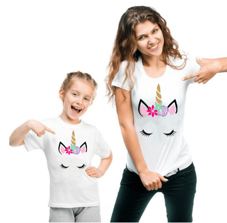 Mom and Daughter Matching Unicorn T-shirts