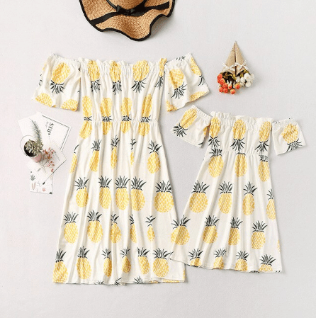 Mom Daughter Matching Dresses Off Shoulder
