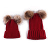 Mother and Daughter Matching Pompom Hats