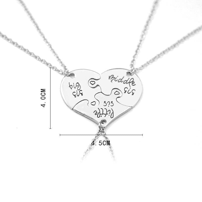 Silver Sister Heart Necklaces