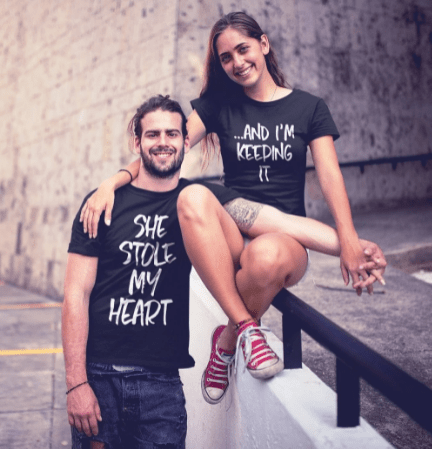 Tee shirt couple assorti manches courtes