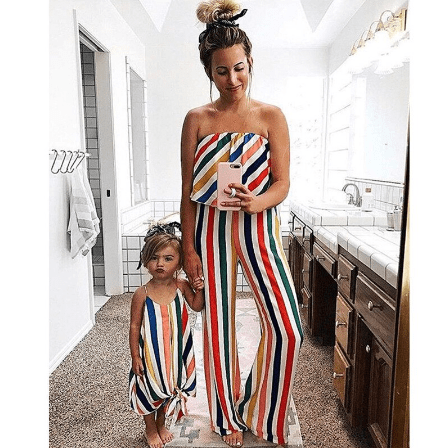 Tenue mère fille à rayures