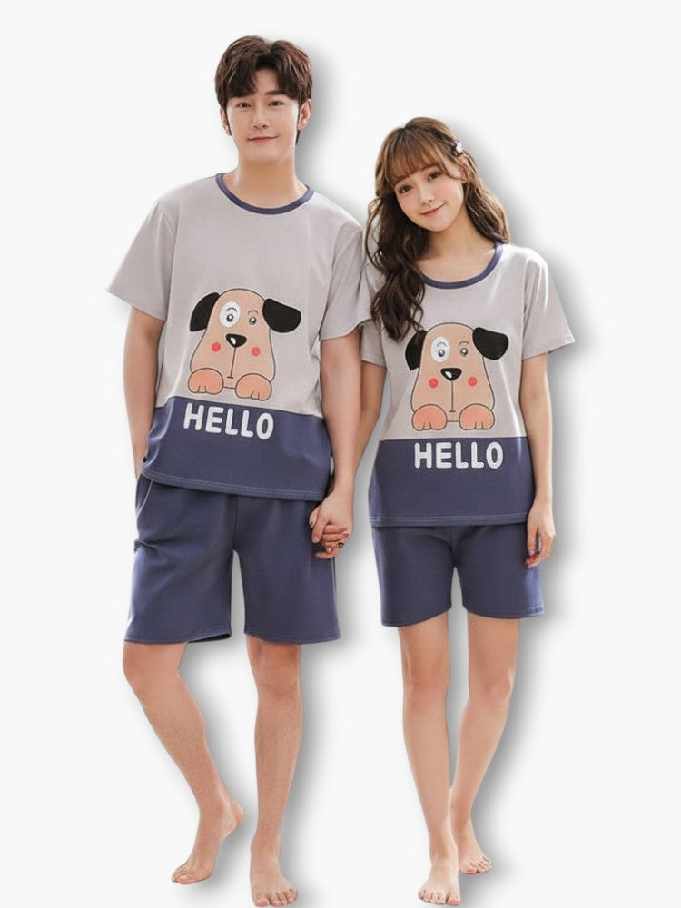 Couples Blue Summer Pajamas