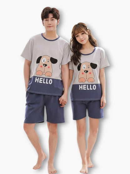 Couples Blue Summer Pajamas