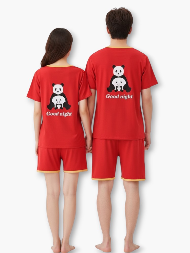 Couples Matching Red Pajama Short