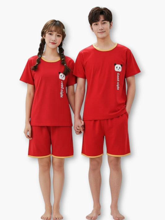 Couples Matching Red Pajama Short