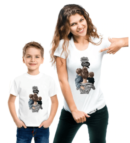 White Mommy and Me Matching Shirts