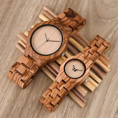 Bamboo Couple Watches Set