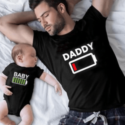 Battery T-shirts for Daddy and Me