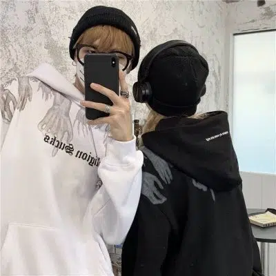 Black and White Hoodies for Couple