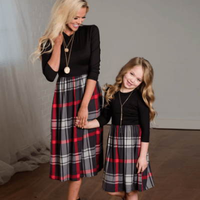 Checkered Mommy and Me Dresses