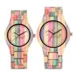 Colorful Bamboo Wood Couple Watch