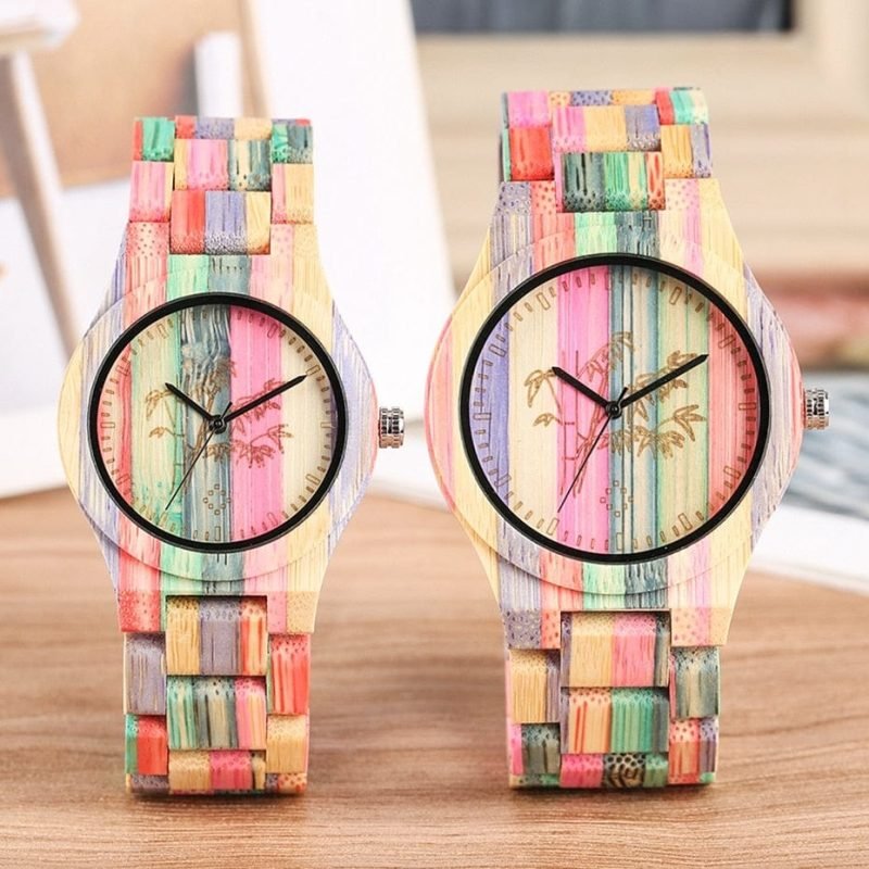 Colorful Bamboo Wood Couple Watch