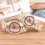 Colorful Bamboo Wood Couple Watch