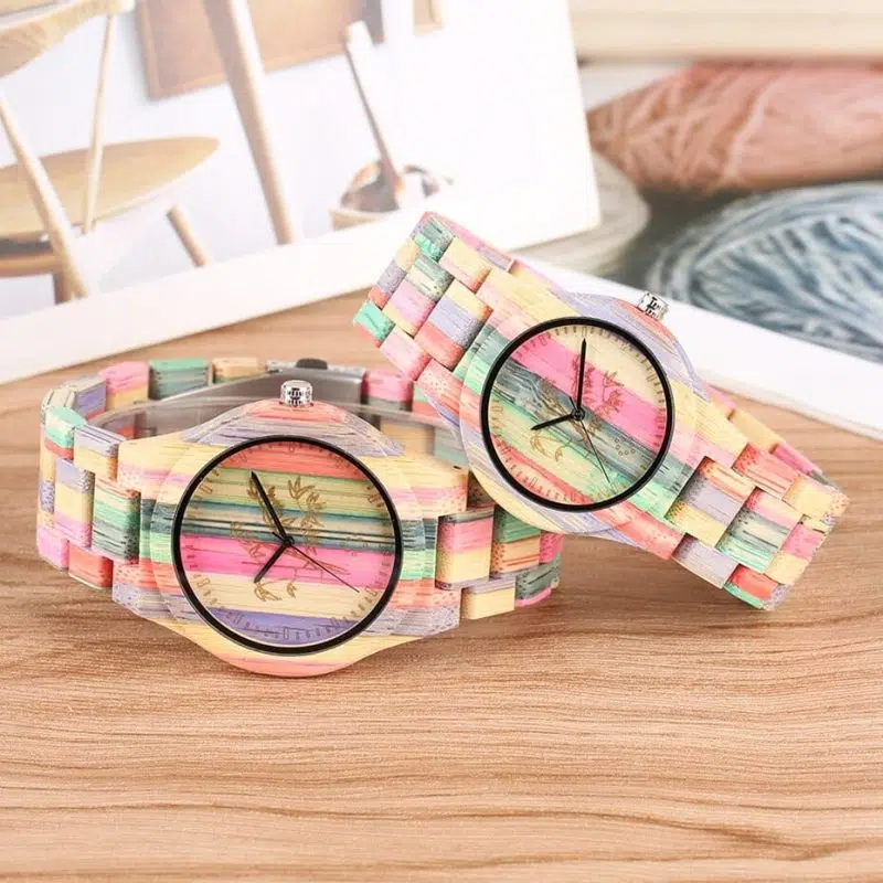 Colorful Bamboo Wood Couple Watch