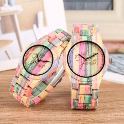 Colorful Bamboo Wood Couple Watch