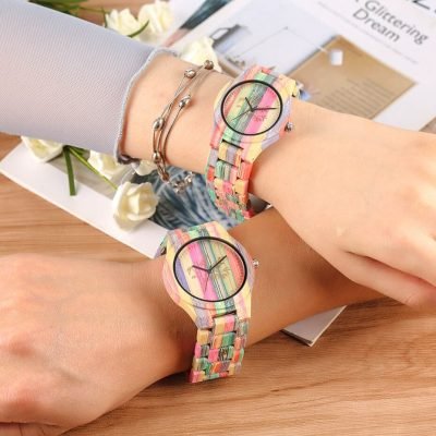 Colorful Bamboo Wood Couple Watch