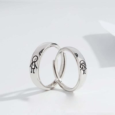 Couple Promise Silver Rings