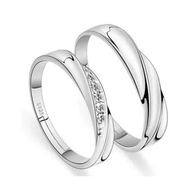 Couple Silver Rings Set