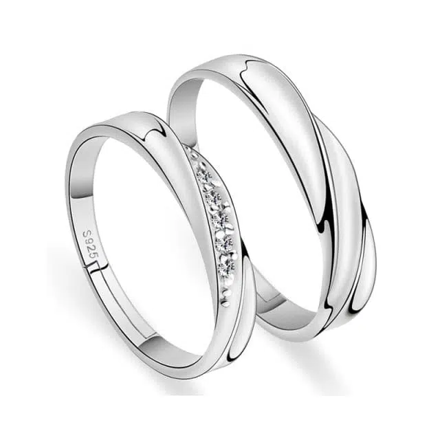 Couple Silver Rings Set