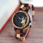 Couple Wood Watch Deer Pattern