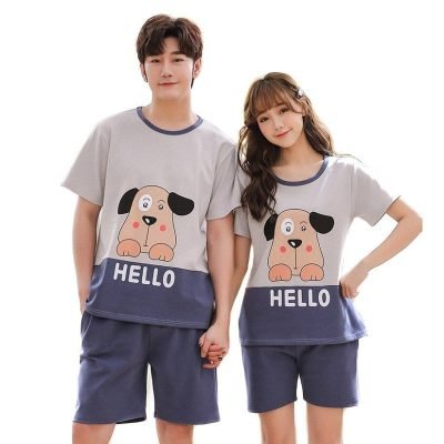 Couples Blue Summer Pajamas