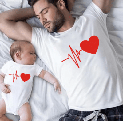 Dad and Son Heartbeat T-shirts