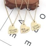 Girls Sister Siblings 3 Necklace Set