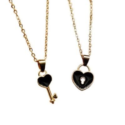 Heart and Key Necklace Set for Couples